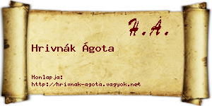 Hrivnák Ágota névjegykártya